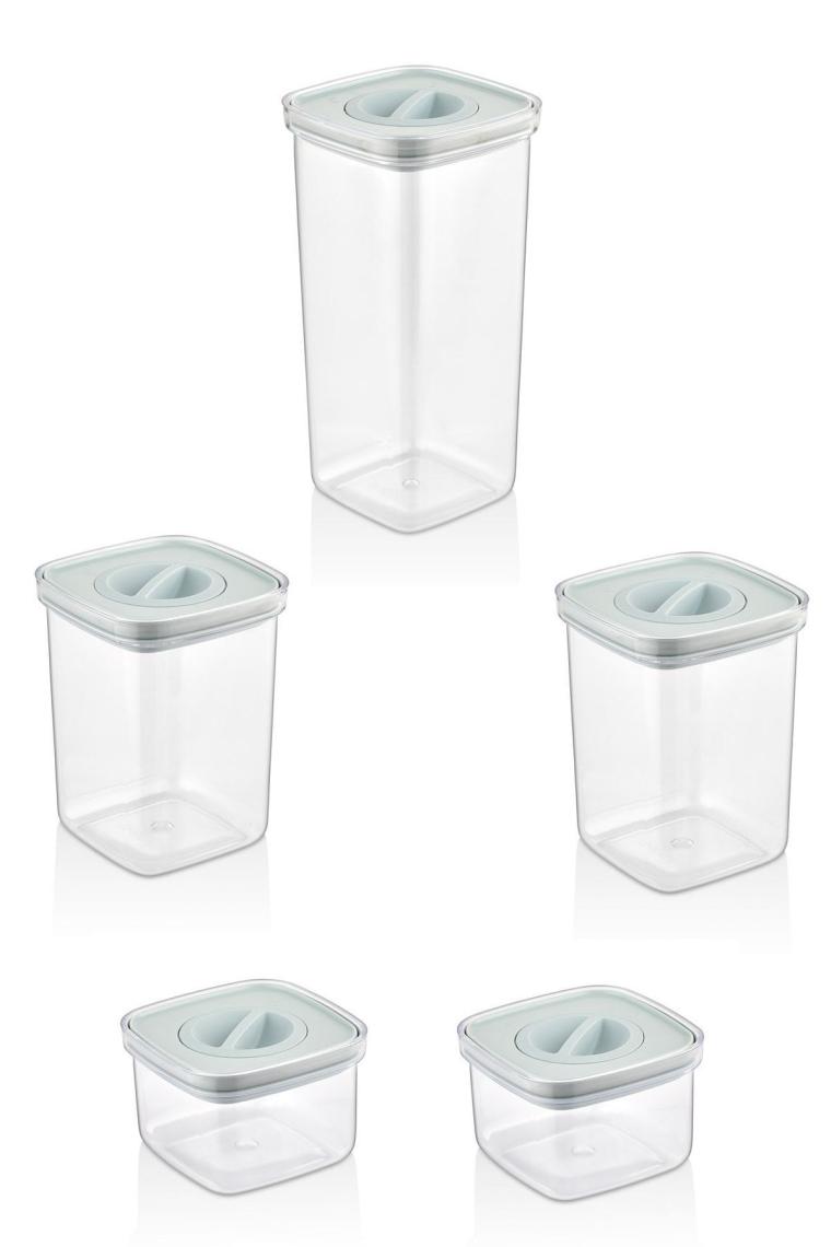 Tam Vakumlu Kilitli Sızdırmaz Şeffaf Saklama Kabı 5'li Set 2*500ml-2*1100ml-1700ml