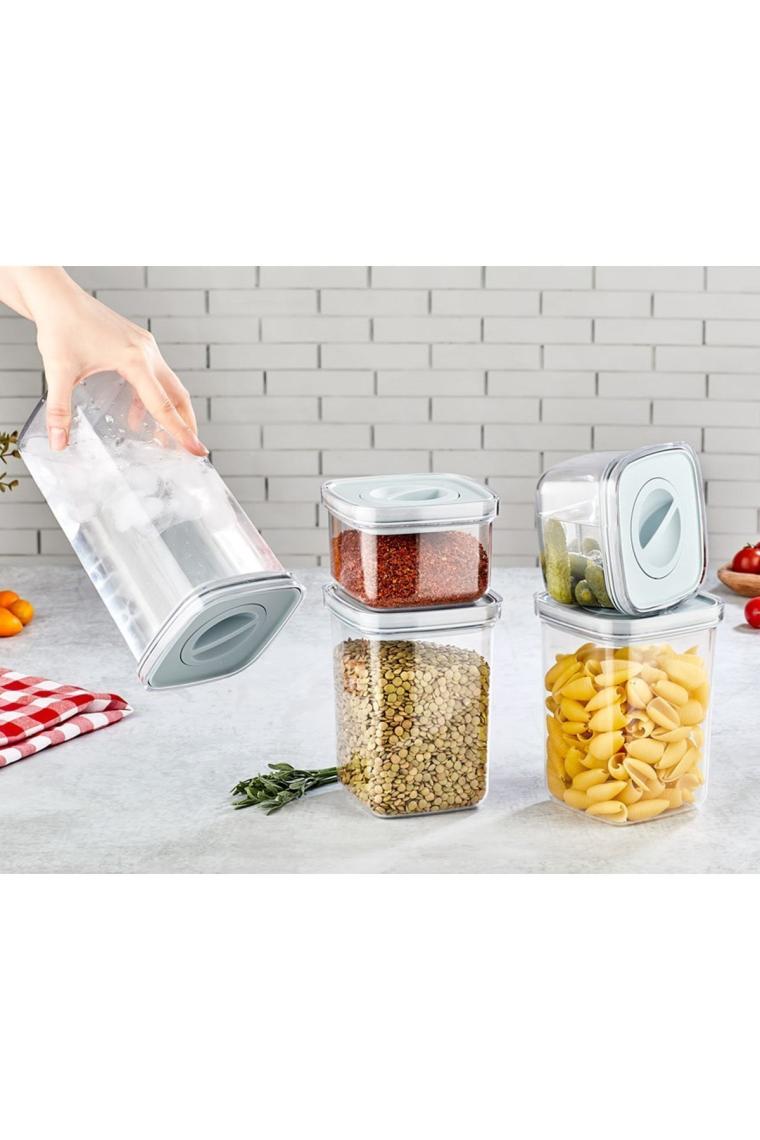 Tam Vakumlu Kilitli Sızdırmaz Şeffaf Saklama Kabı 5'li Set 2*500ml-2*1100ml-1700ml