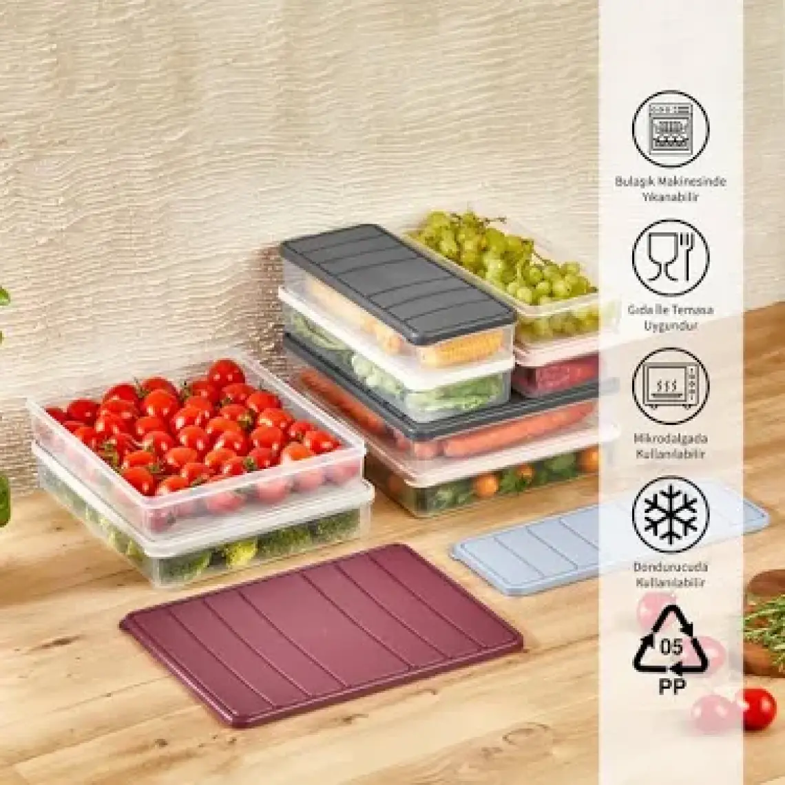 Selka Home Nora 3'lü Büyük ve Küçük Boy Saklama Kabı