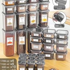 38'li Kare Saklama Kabı Seti Baharatlık Seti 4x(1700ML 1100ML) 10x(500ML 350 ML 300 ML)