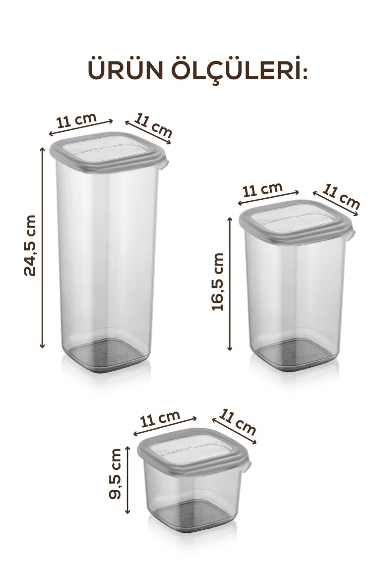 Magev Plastik Renkli Etiketli 15LI Peggy Kare Erzak Saklama Kabı 5x(0,55 Litre, 1,2 Litre, 1,75 Litre)