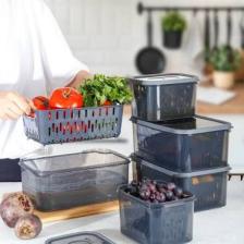 HOMENIVA 15 Parça Fresh Antrasit Süzgeçli Buzdolabı Saklama Seti
