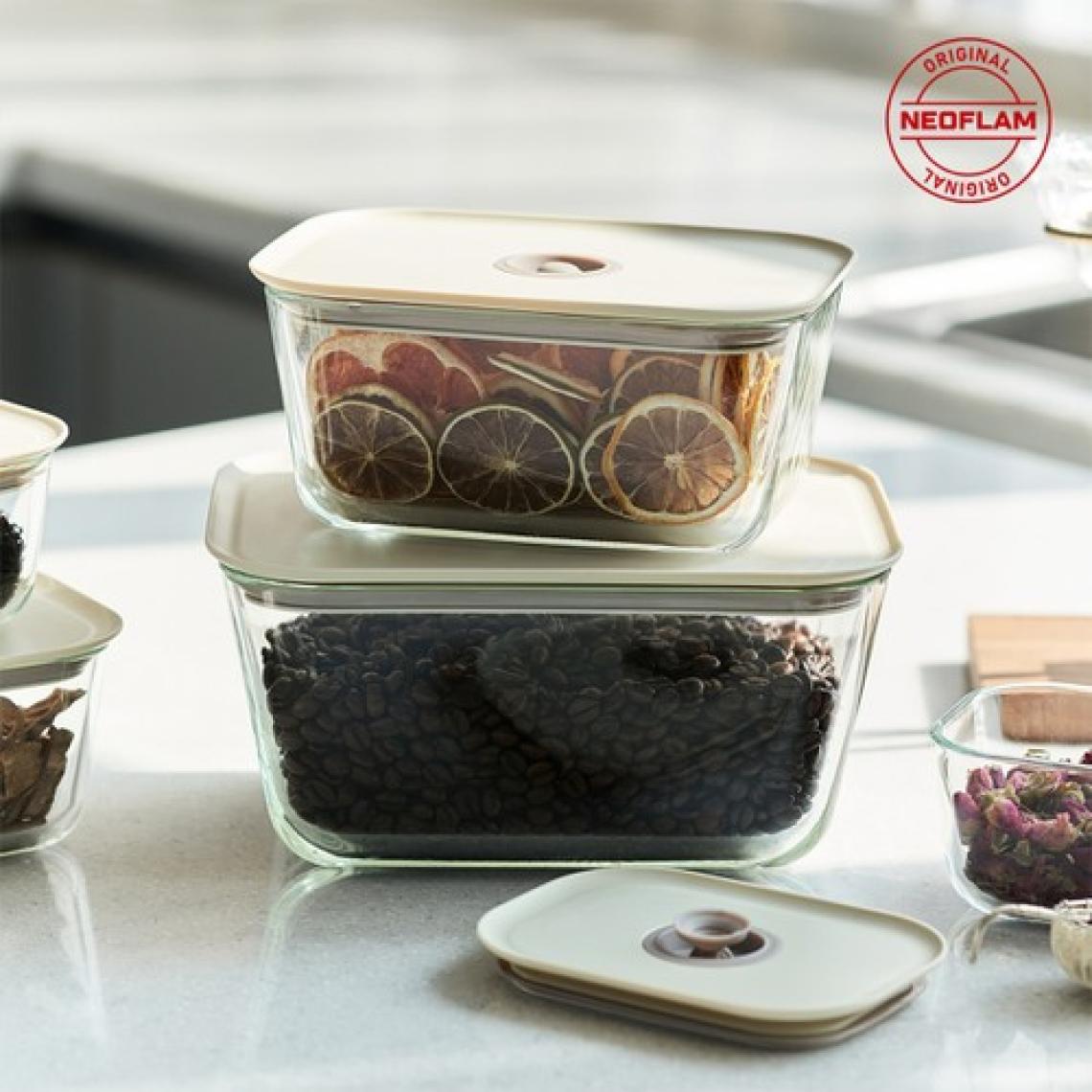 Neoflam Fika Clik Dikdörtgen Saklama Kabı Bej 2600 ml