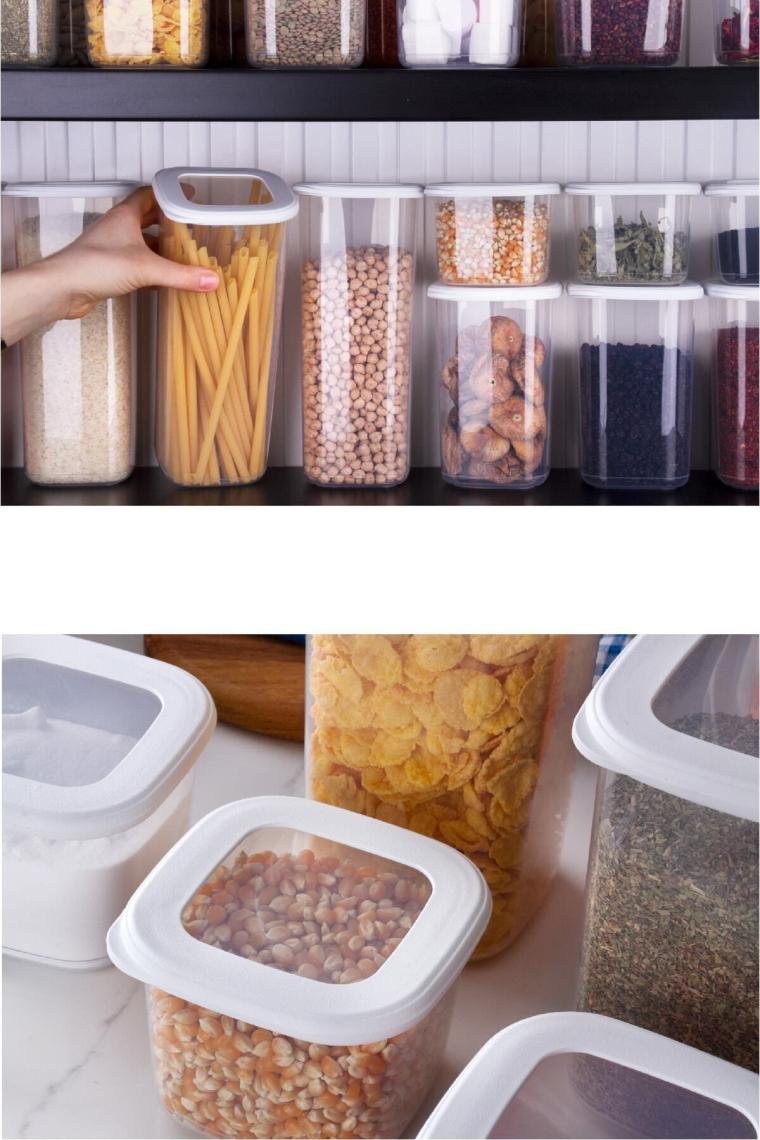 Vienev Etiketli Kare Erzak Saklama Kabı 12'li Set Büyük Boy 1,75 Litre Beyaz