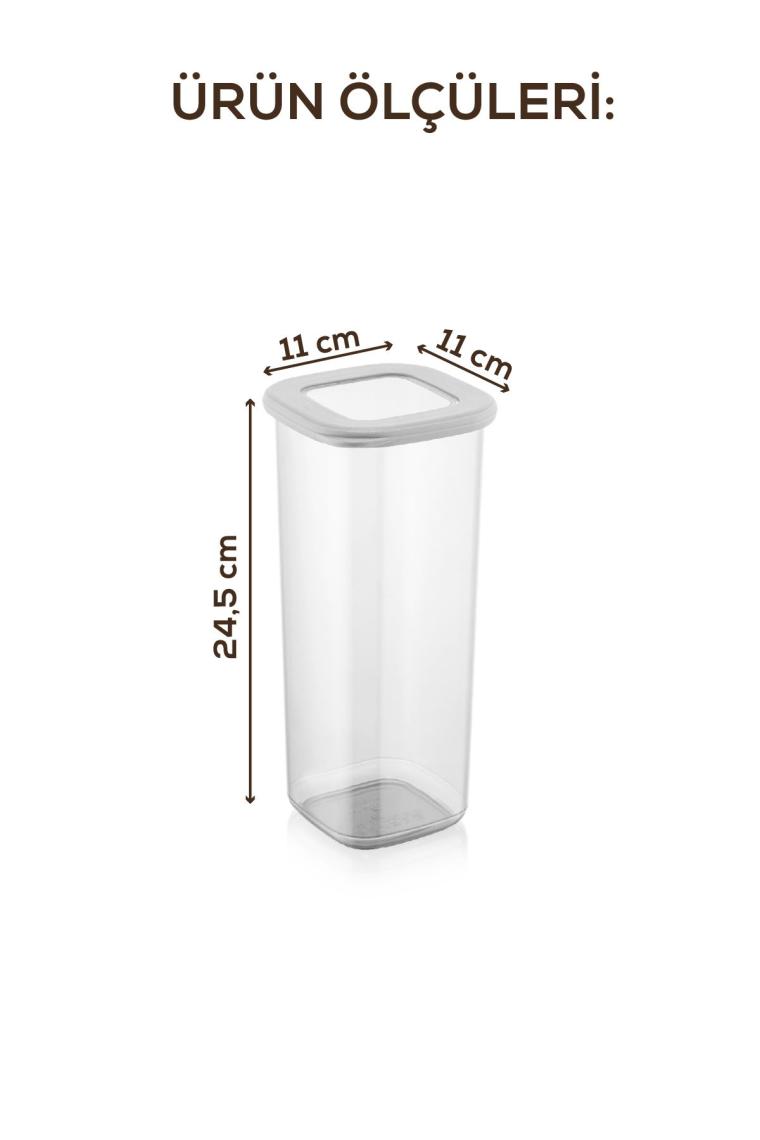 Vienev Etiketli Kare Erzak Saklama Kabı 12'li Set Büyük Boy 1,75 Litre Beyaz