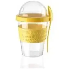 Titiz Go Yoğurt Kabı Kaşıklı Plastik Sarı 600 ml