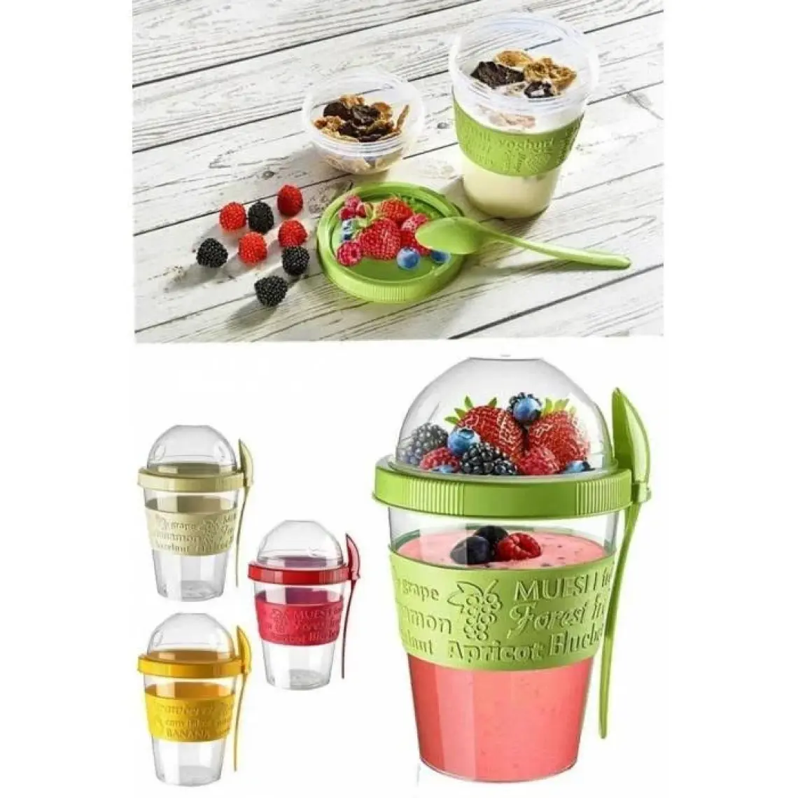 Titiz Go Yoğurt Kabı Kaşıklı Plastik Sarı 600 ml