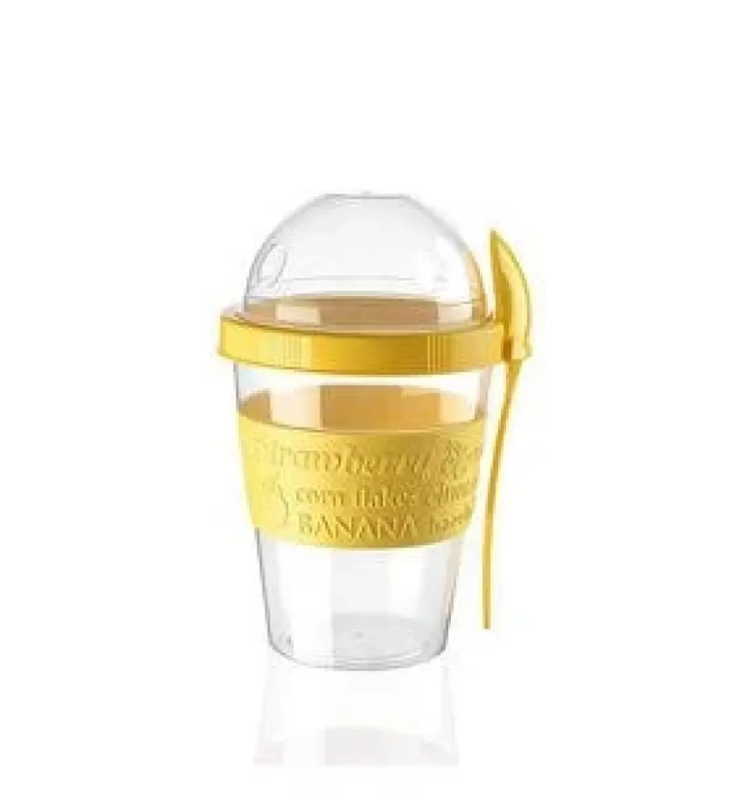 Titiz Go Yoğurt Kabı Kaşıklı Plastik Sarı 600 ml