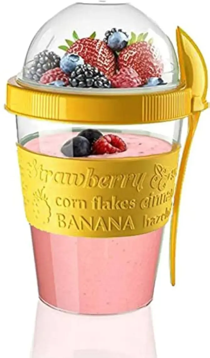 Titiz Go Yoğurt Kabı Kaşıklı Plastik Sarı 600 ml