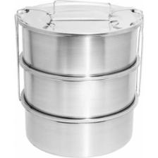 abnturk 3 Lt Paslanmaz Çelik 3lü Sefer Tası 3-5 Kişilik Yemek Taşıma Kabı 1000ML Isıtılabilir 3 Kap 17X22CM