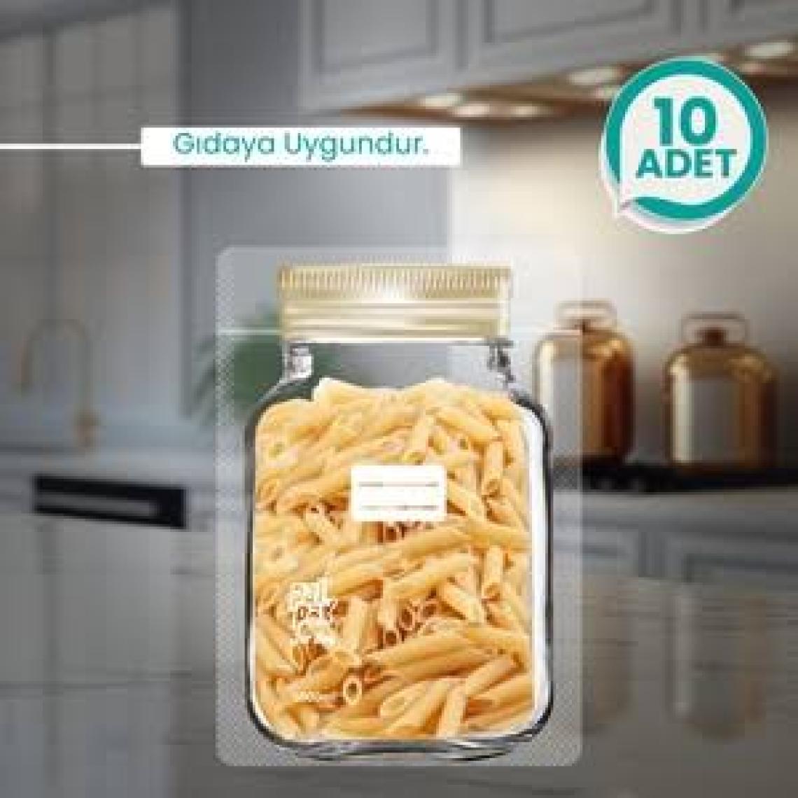 Palpak Büyük Boy Altınyaldız Metal Kapaklı Kavanoz Görünümlü Saklama Poşeti 10 Adet 1000 ml