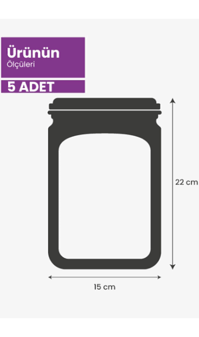 Palpak 2 Boy Kavanoz Görünümlü Saklama Poşeti 5 x 700 ml / 5 x 1000 ml