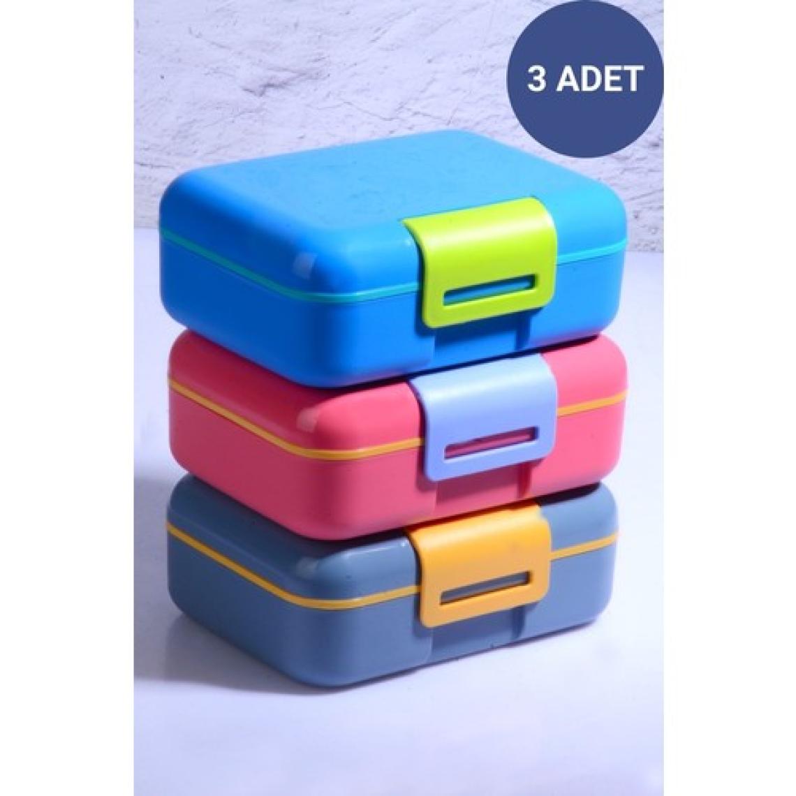 Rotanev 3 Adet Design Kendinden Kaşıklı 5 Bölmeli 2 Katlı Beslenme Kutusu