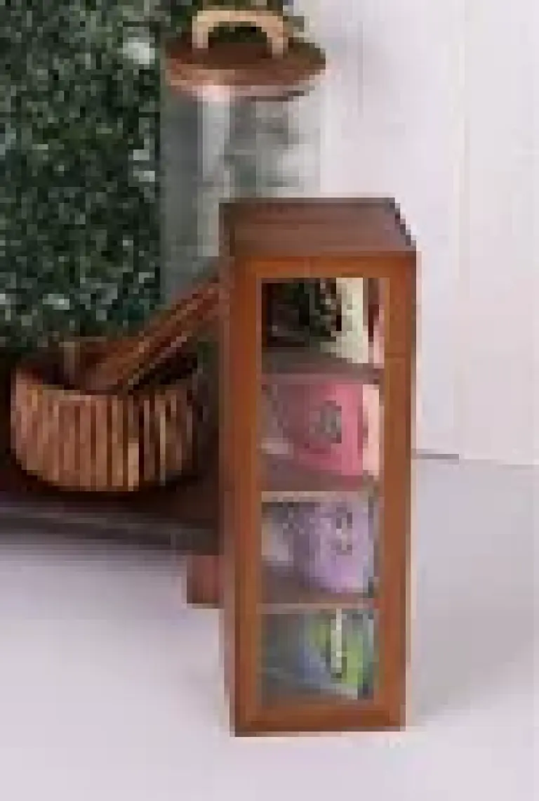 Atbyhome Atby Akasya Ahşap Kapaklı 4 Bölmeli Çay Kutusu 26,5X9X9 cm Şeffaf Kapaklı Çay ve Kahve Düzenleyici Kutu