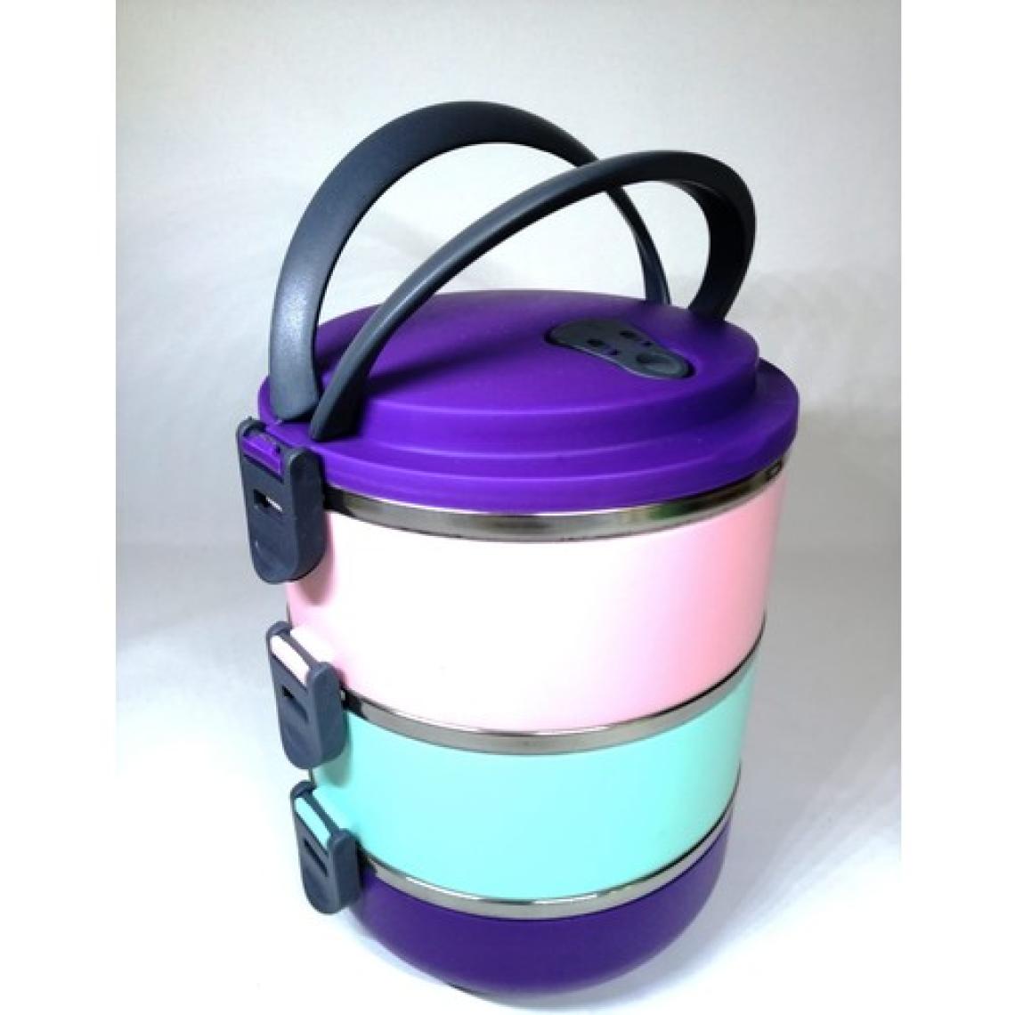 Mobgift Freshbox 3 Katlı 3 Renkli Sefer Tası Yemek Termosu (Mor Pudra Pembe Turkuaz)