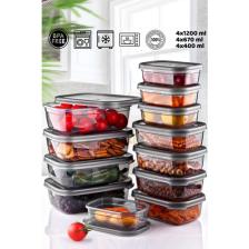 HOMENIVA 12'li Lux Saklama Kabı Seti - Kahvaltı Buzdolabı Kabı Seti (400ML-670ML-1200ML)