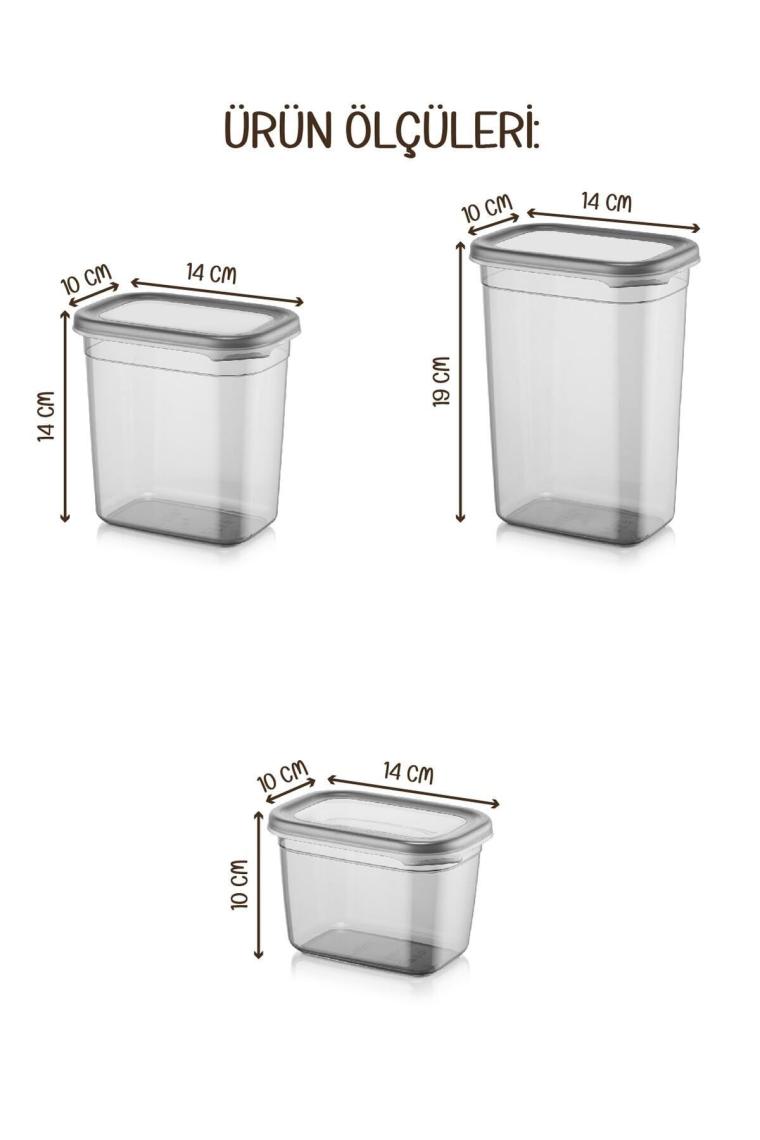 Magev Plastik Beyaz Serigrafi Etiketli 15LI Peggy Dikdörtgen Saklama Kabı Seti 5X(1500-1150-800 Ml)