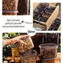 Magev Plastik Beyaz Serigrafi Etiketli 15LI Peggy Dikdörtgen Saklama Kabı Seti 5X(1500-1150-800 Ml)