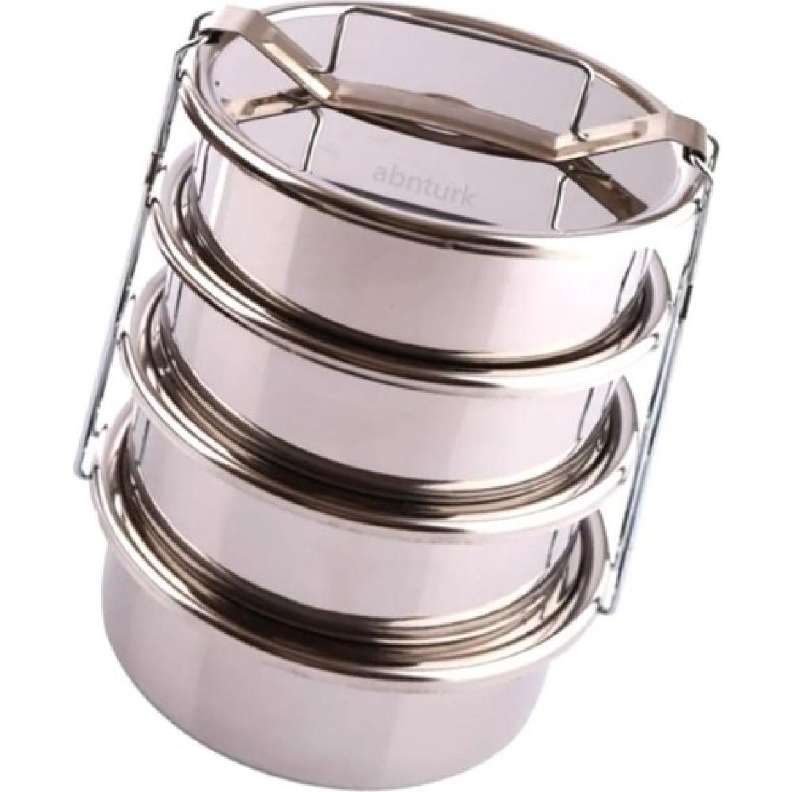 abnturk Paslanmaz Çelik 4lü Sefer Tası 2litre 2-4 Kişilik Yemek Taşıma Kabı 500ML X4 Kab Isıtılabilir Taslar