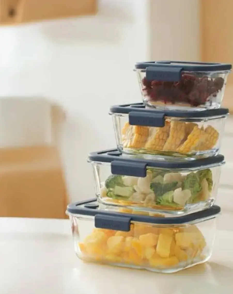 Neoflam Fika Glace Vakumlu Cam Saklama Kabı Seti Mavi 5 Parça