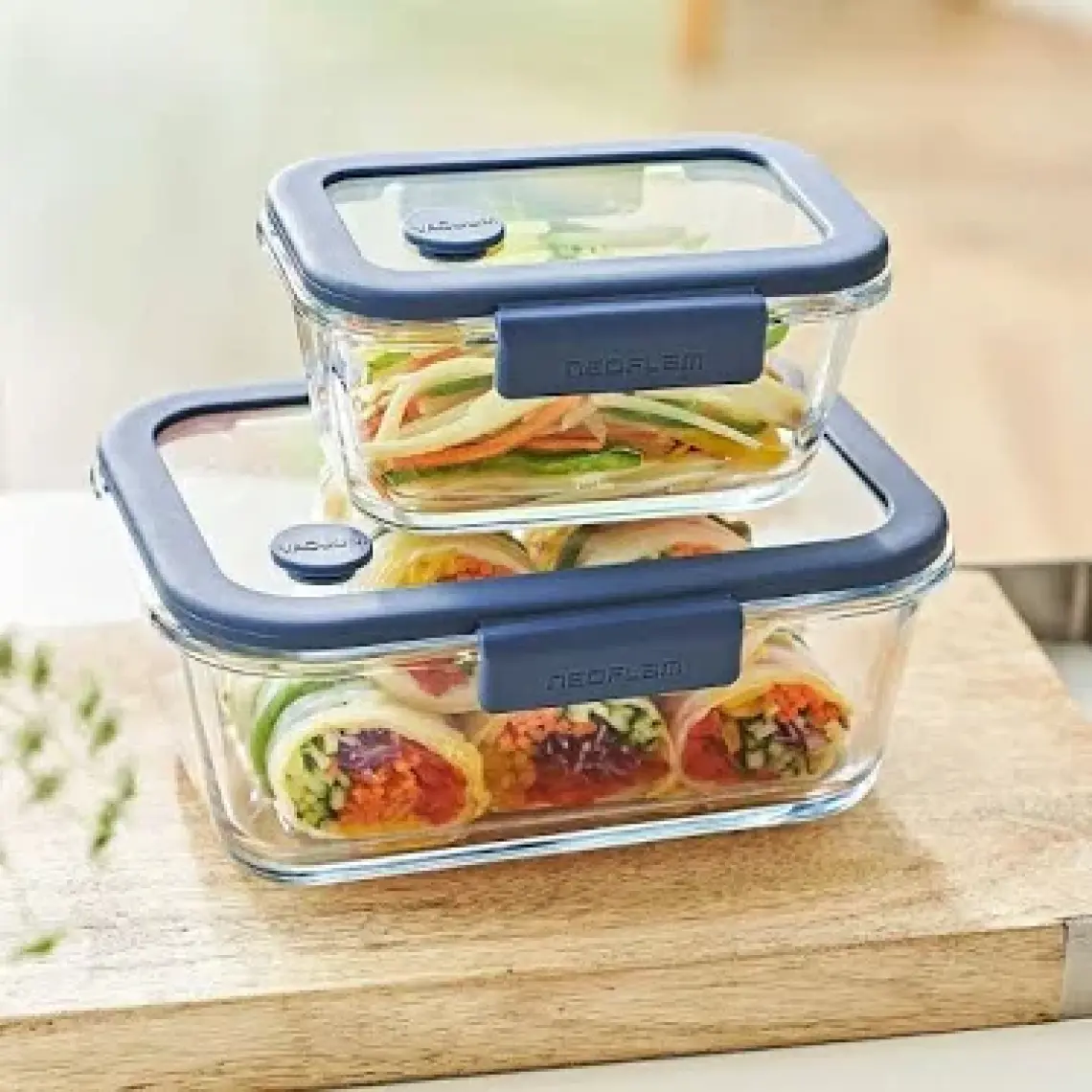 Neoflam Fika Glace Vakumlu Cam Saklama Kabı Seti Mavi 5 Parça