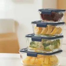 Neoflam Fika Glace Vakumlu Cam Saklama Kabı Seti Mavi 5 Parça