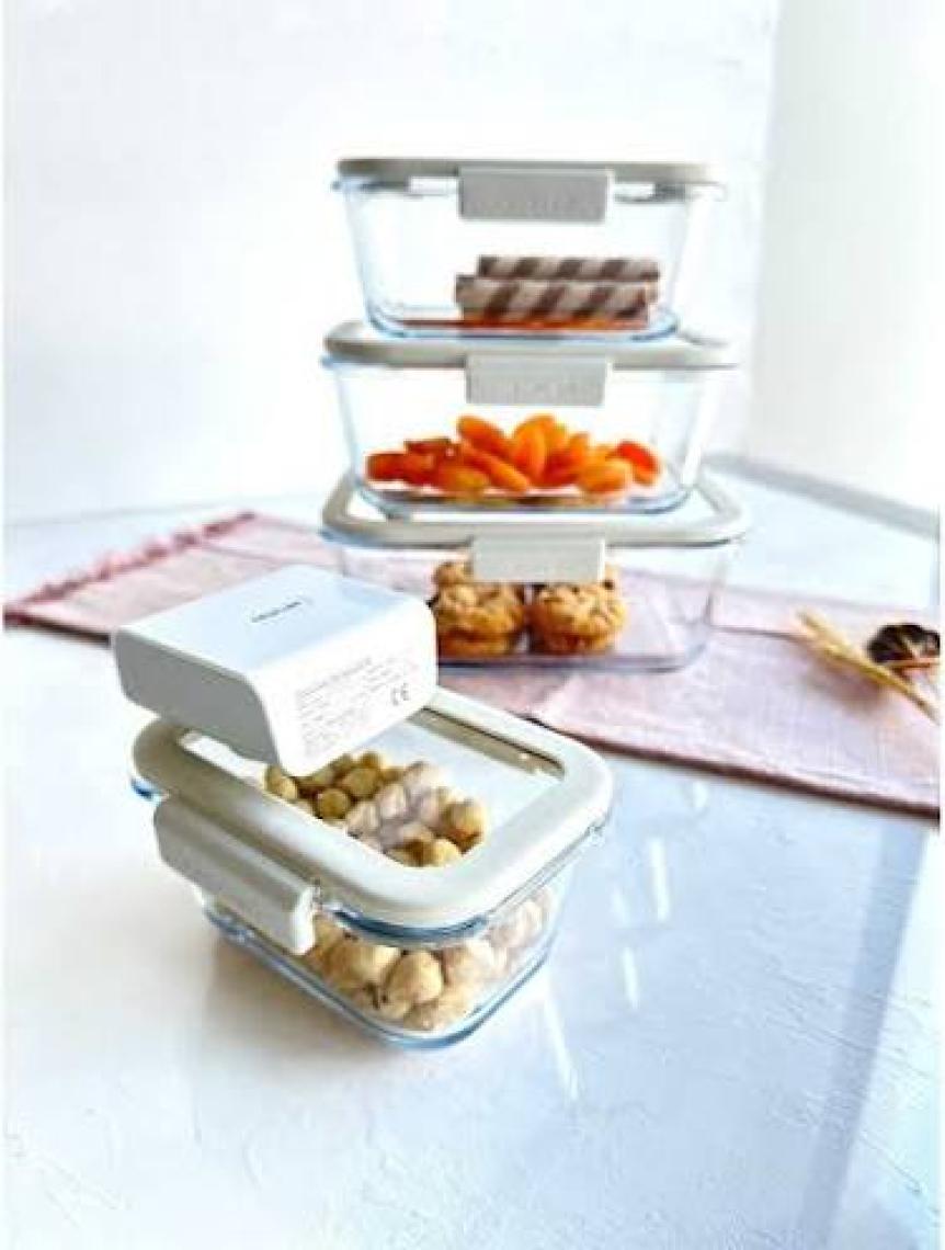 Neoflam Fika Glace Vakumlu Cam Saklama Kabı Bej 5 Parça Set