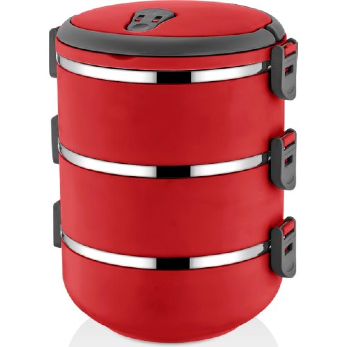 Mobgift Yeni Renk Kırmızı 3 Katlı  Yemek Termosu Sefer Tası 2,25 lt