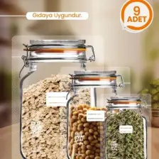 Palpak Klips Kapaklı Kavanoz Görünümlü Saklama Poşeti -9 Adet (3 Büyük 1000ML;3 Orta 700ML;3 Küçük 200 Ml)