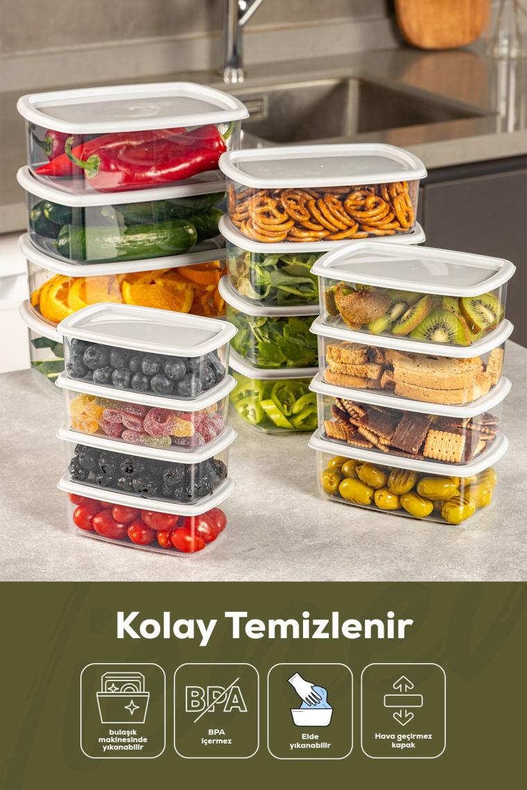 24'lü Hava Geçirmez Saklama Kabı Seti Gri 6x(250-500-750-1200 ML)