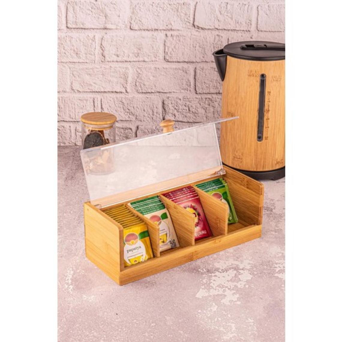 Atbyhome Bambu 4 Bölmeli Kapaklı Çay ve Bitki Çayı Saklama Kutusu – Doğal Malzeme, Şık ve Dayanıklı Tasarım 29x10x10 cm