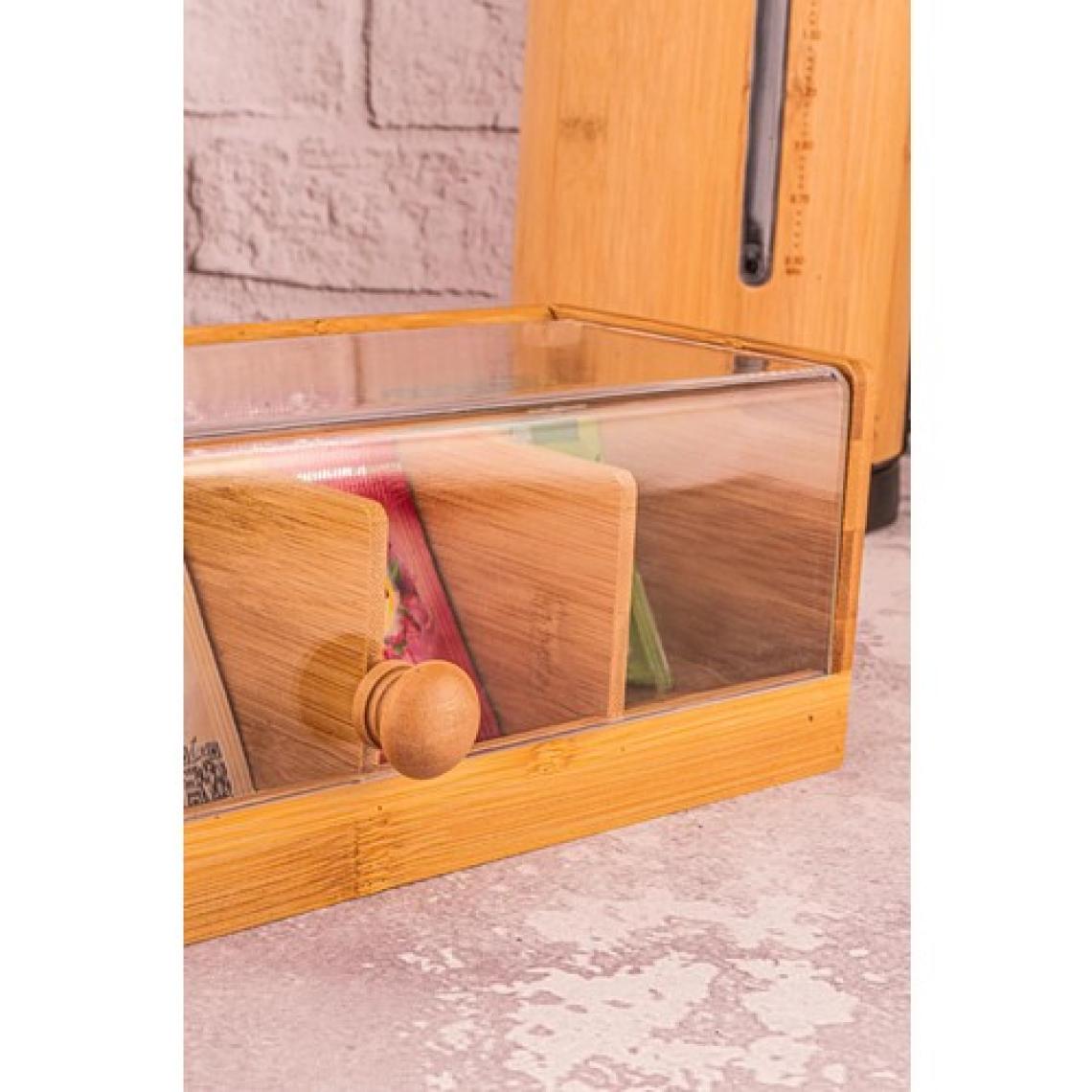 Atbyhome Bambu 4 Bölmeli Kapaklı Çay ve Bitki Çayı Saklama Kutusu – Doğal Malzeme, Şık ve Dayanıklı Tasarım 29x10x10 cm