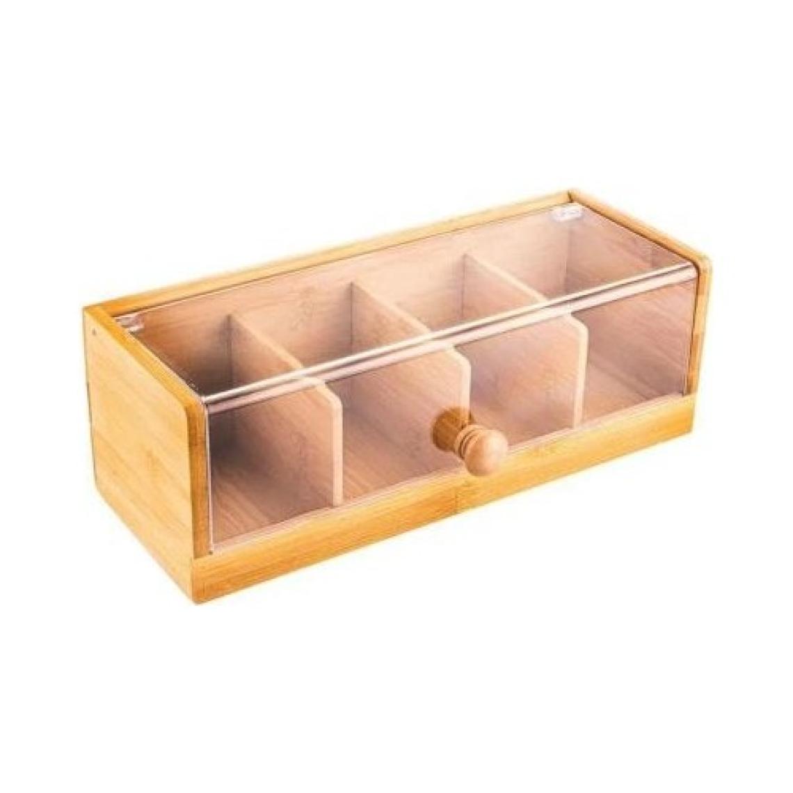 Atbyhome Bambu 4 Bölmeli Kapaklı Çay ve Bitki Çayı Saklama Kutusu – Doğal Malzeme, Şık ve Dayanıklı Tasarım 29x10x10 cm