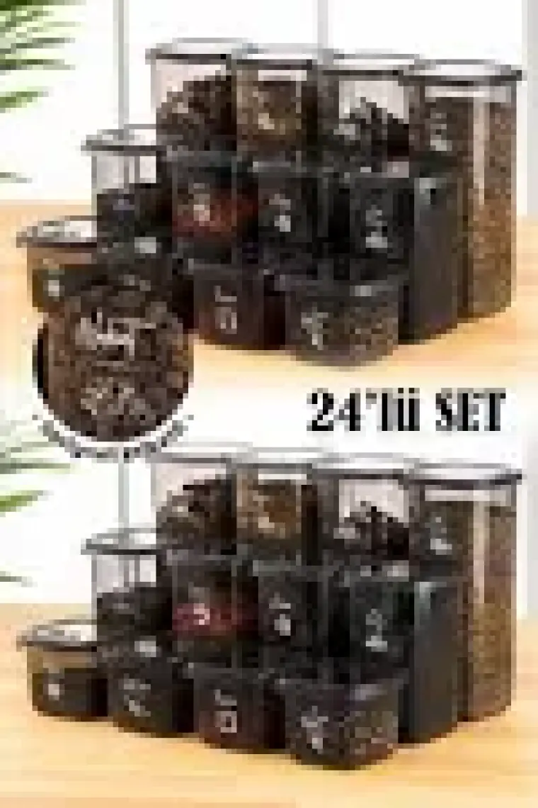 24LÜ Peggy Kare Erzak Saklama Kabı 8x(0,55 Litre, 1,2 Litre, 1,75 Litre) Beyaz Serigrafi Etiketli