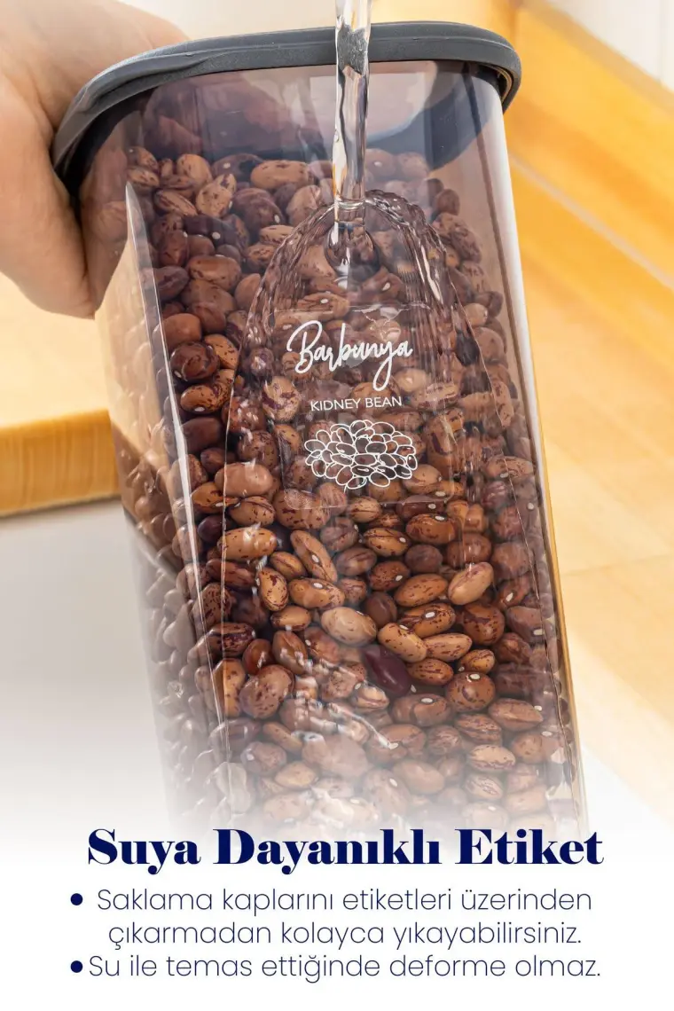 24LÜ Peggy Kare Erzak Saklama Kabı 8x(0,55 Litre, 1,2 Litre, 1,75 Litre) Beyaz Serigrafi Etiketli
