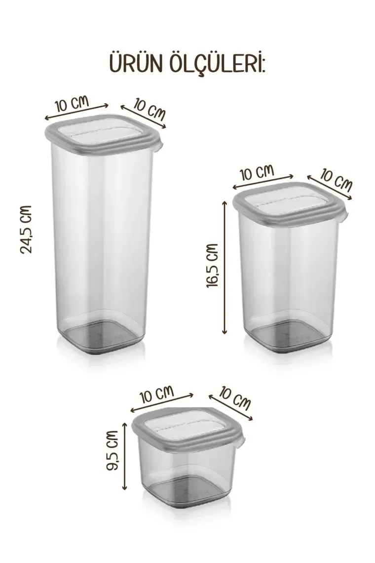 24LÜ Peggy Kare Erzak Saklama Kabı 8x(0,55 Litre, 1,2 Litre, 1,75 Litre) Beyaz Serigrafi Etiketli