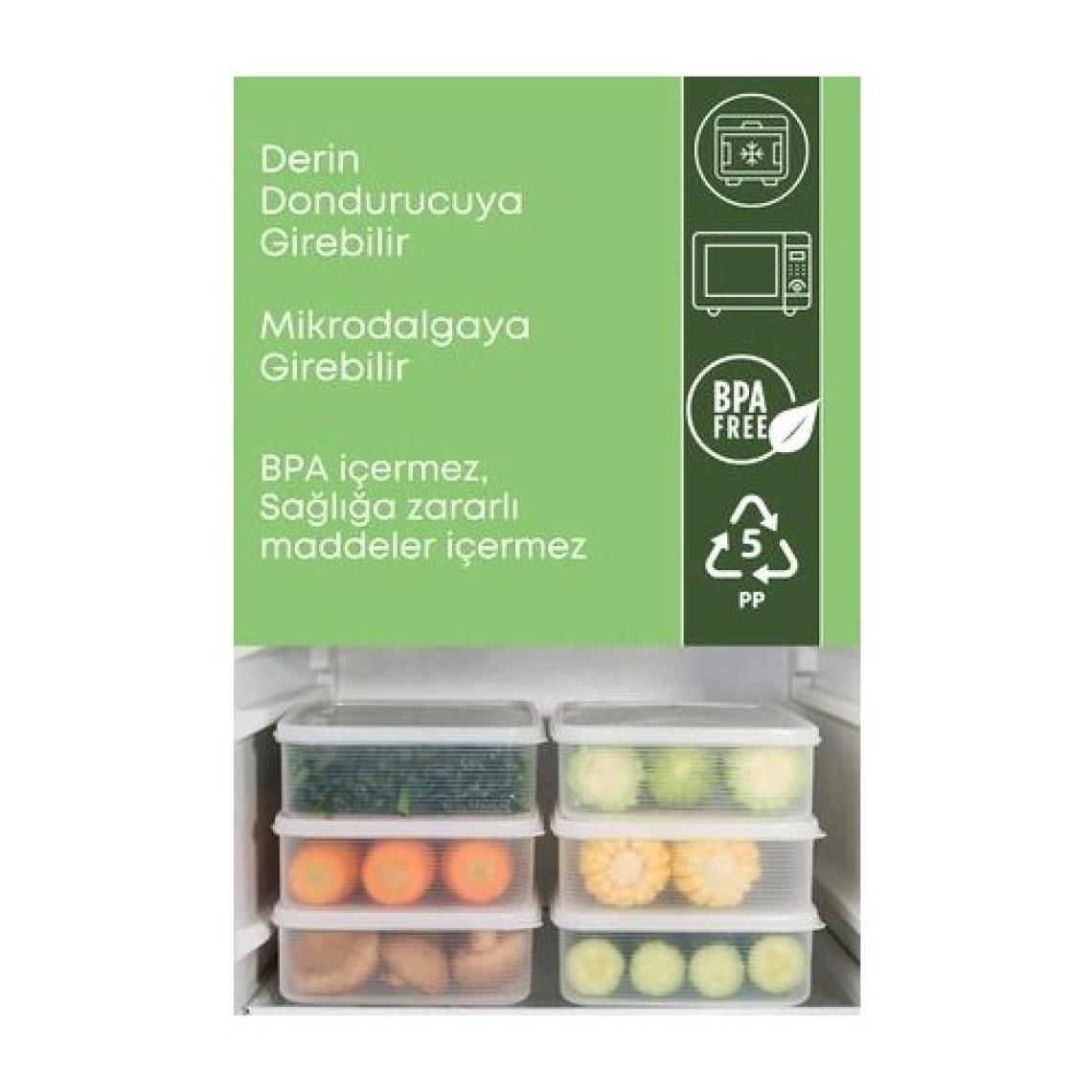 Kitchen Life 6 Adet 3,5 Litre Buzdolabı Içi Düzenleyici Dikdörtgen Erzak Saklama Kabı Seti - Organizeri 3500ML