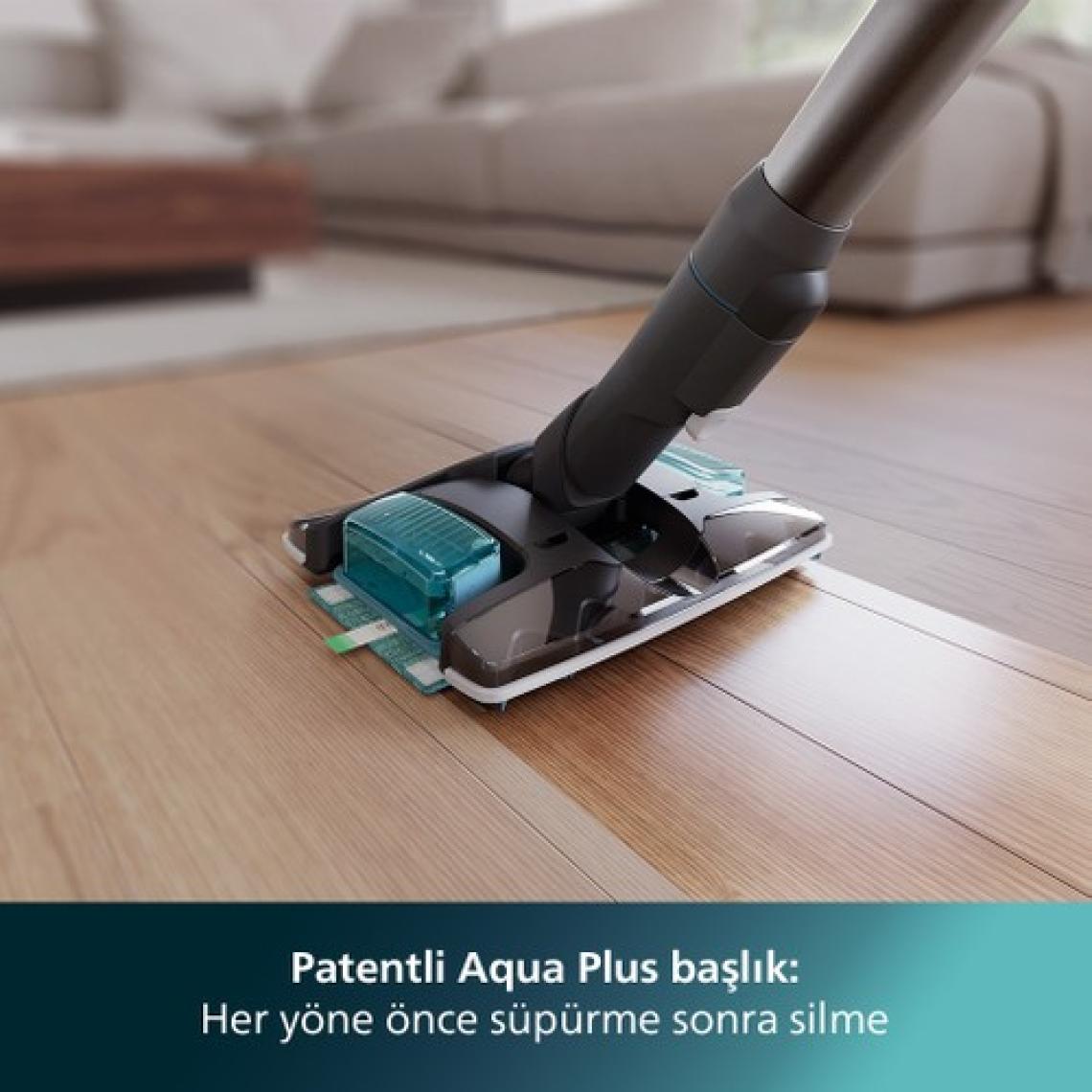 Phılıps 8000 Serisi Aqua Plus Kablosuz Dik Süpürge, 80 dk'ya Kadar Çalışma Süresi, PrecisionPower Başlık, Aqua Plus Başlık, XC8053/01