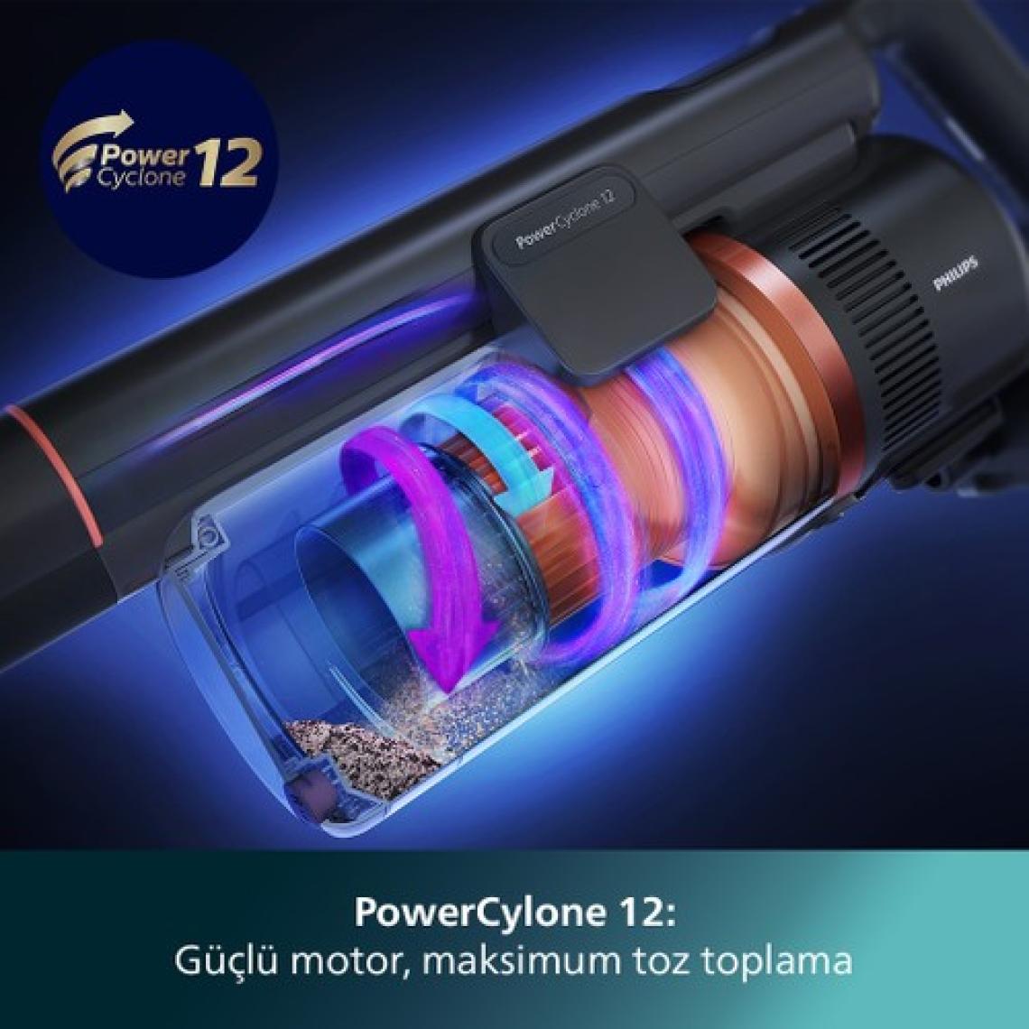 Phılıps 8000 Serisi Aqua Plus Kablosuz Dik Süpürge, 80 dk'ya Kadar Çalışma Süresi, PrecisionPower Başlık, Aqua Plus Başlık, XC8053/01