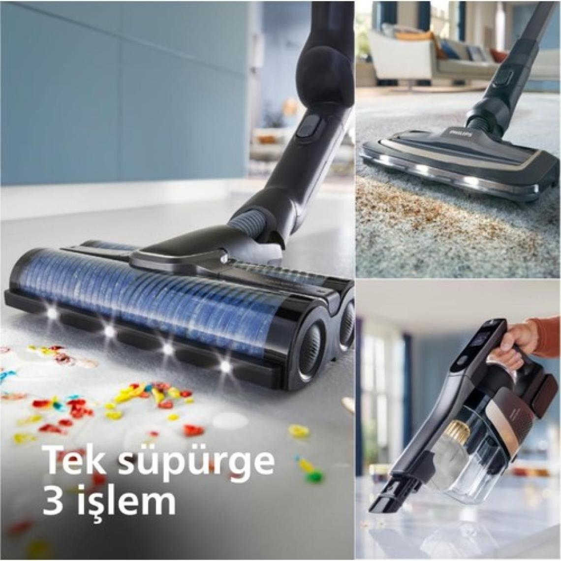 Philips  Aqua Trio YENİ 9000 SERİSİ 3'ü 1 Arada (Islak, Kuru ve Moplu) Sarjlı ve Kablosuz Dik Süpürge
