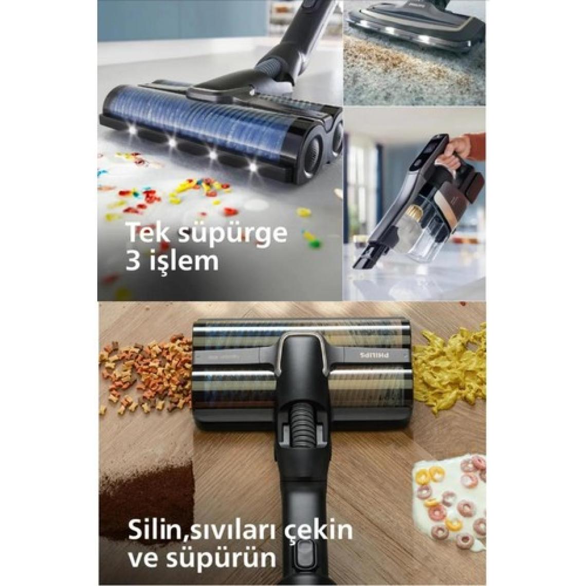 Philips  Aqua Trio YENİ 9000 SERİSİ 3'ü 1 Arada (Islak, Kuru ve Moplu) Sarjlı ve Kablosuz Dik Süpürge