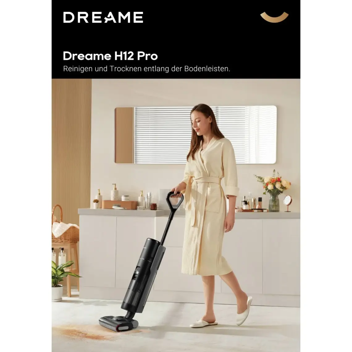 Dreame H12 PRO Islak Kuru Süpürge, Akıllı Zemin Temizleyici Süpürge ve Sert Zeminler için Paspas, Sıcak Hava Kurutma ile Tek Adımda Kenardan Kenara Temizlik