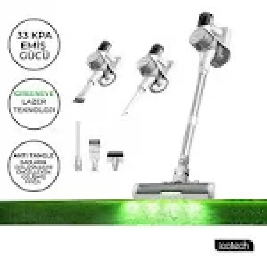 Icotech F30 Max 33KPA Greeneye Lazer Teknoloji Şarjlı Dikey Süpürge