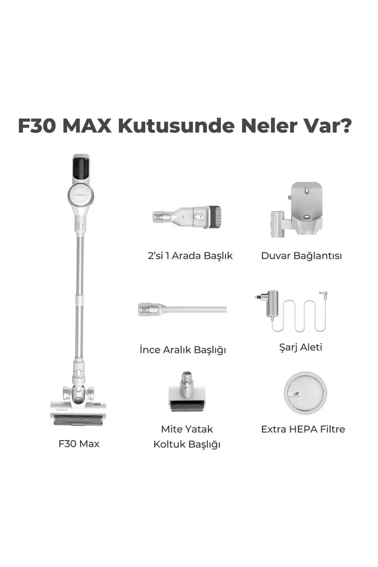 Icotech F30 Max 33KPA Greeneye Lazer Teknoloji Şarjlı Dikey Süpürge