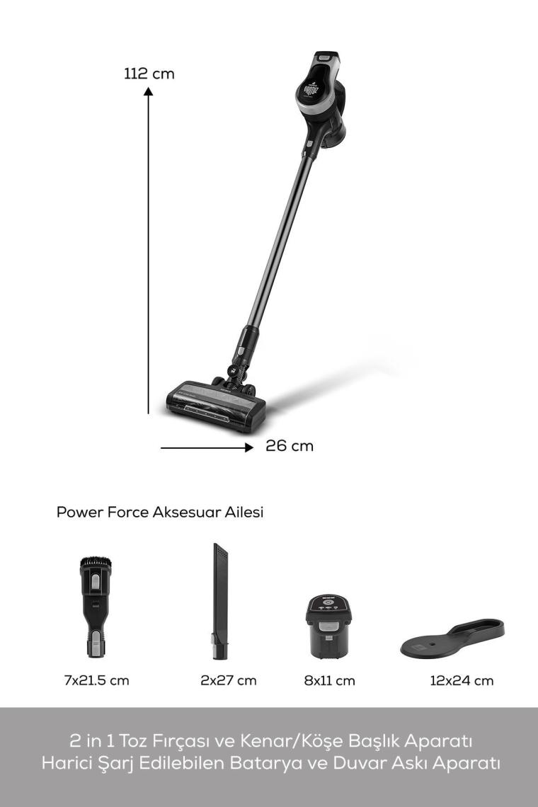 Karaca Vantuz Power Force Max 2 In 1 Şarj Edilebilir Dik Süpürge Silver
