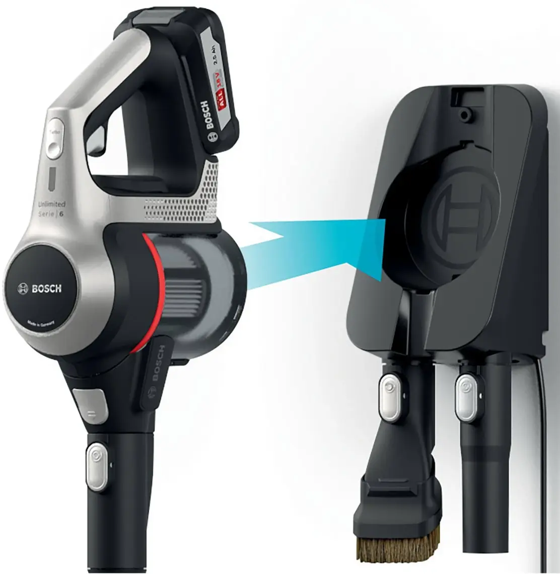 Bosch BCS612KA2 100 W Dikey Şarjlı Kablosuz Süpürge – Kompakt Tasarım, Hijyenik Filtre ve 2 Batarya ile Uzun Süreli Kullanım