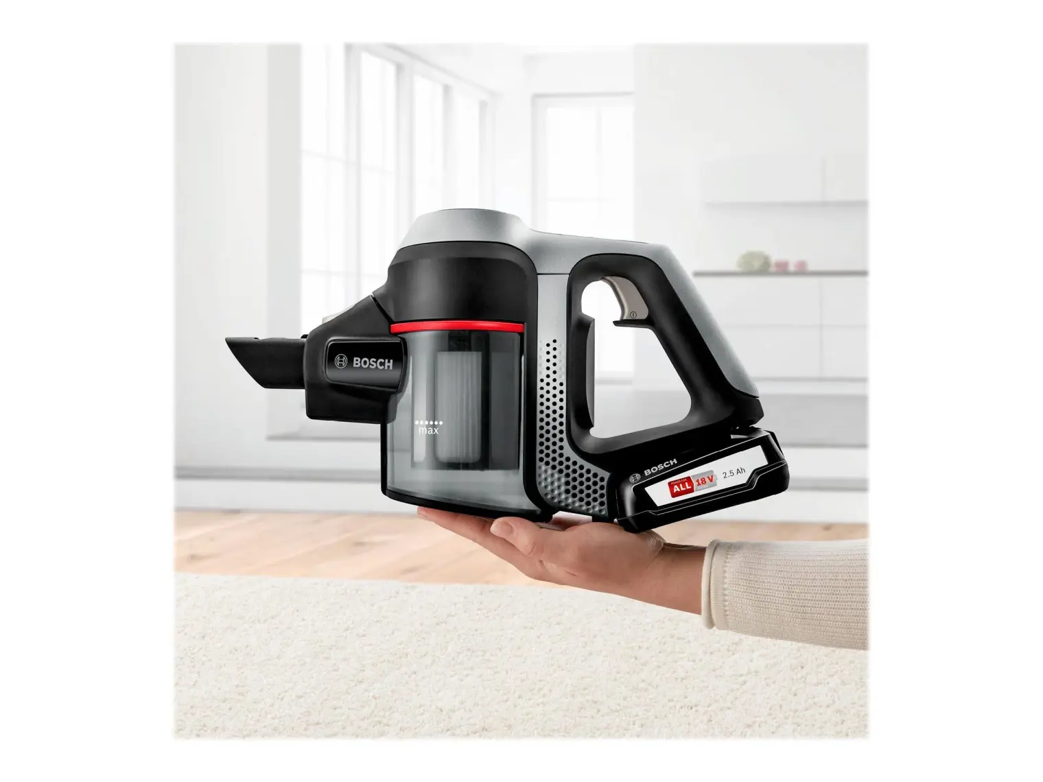 Bosch BCS612KA2 100 W Dikey Şarjlı Kablosuz Süpürge – Kompakt Tasarım, Hijyenik Filtre ve 2 Batarya ile Uzun Süreli Kullanım