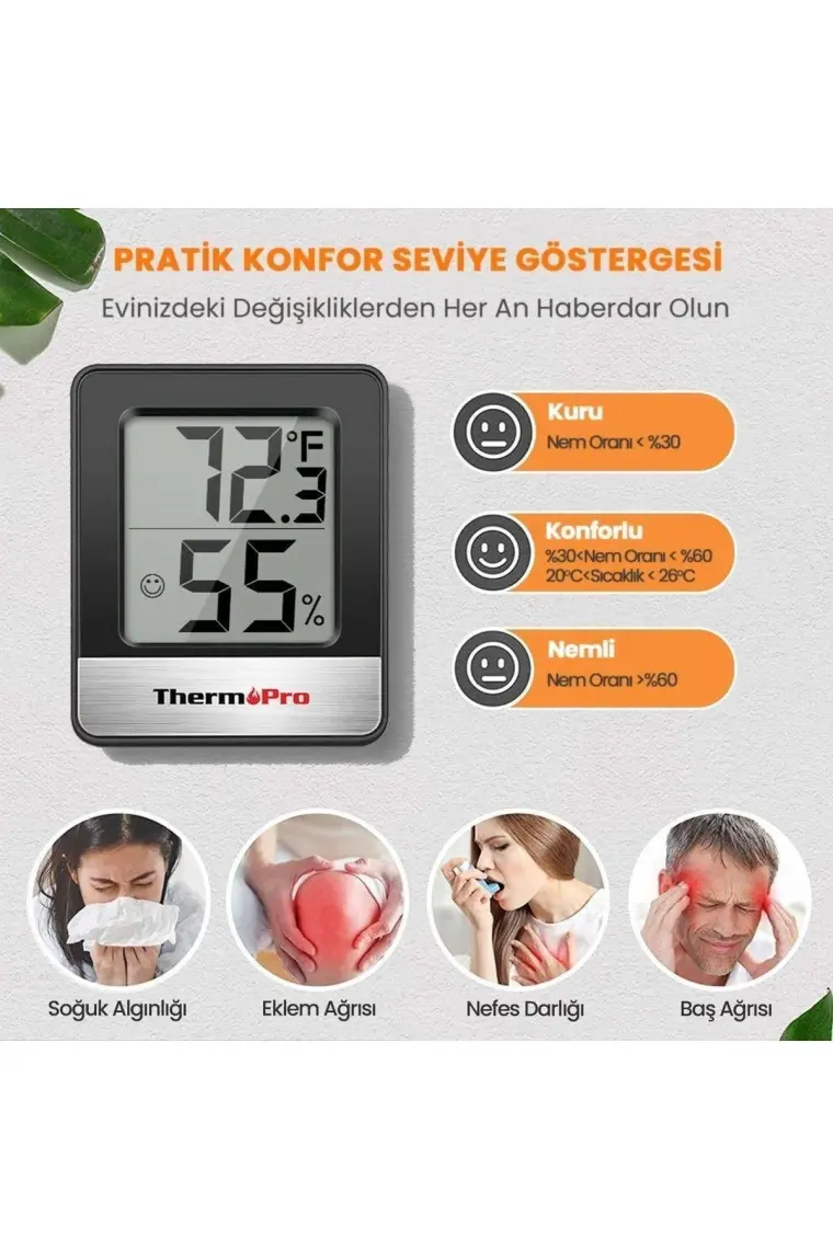 Thermopro TP49B Mini Iç Mekan Dijital Sıcaklık ve Nem Ölçer Termometre