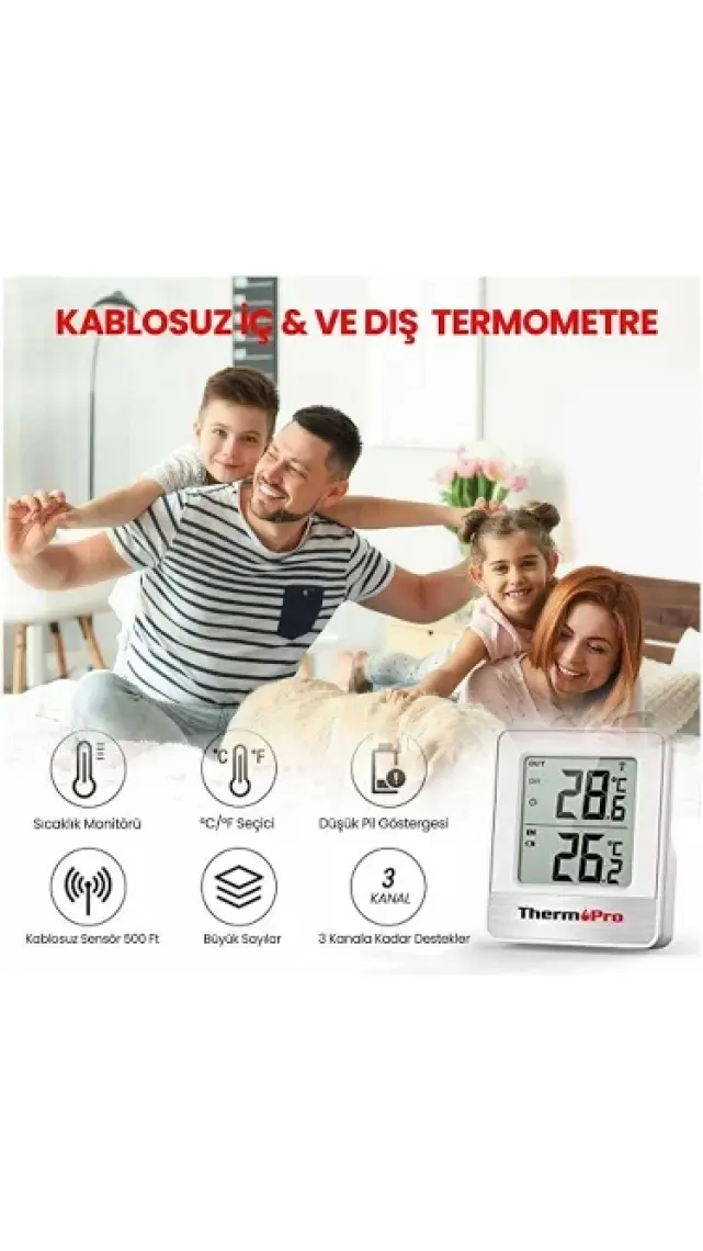 ThermoPro TP200C Wifi İç-Dış Mekan Dijital Sıcaklık Termometre