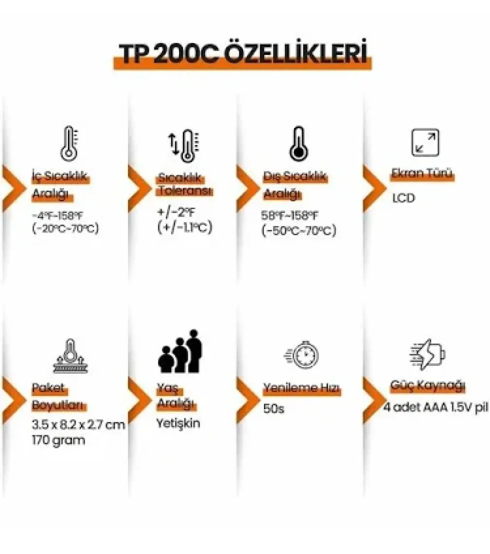 ThermoPro TP200C Wifi İç-Dış Mekan Dijital Sıcaklık Termometre